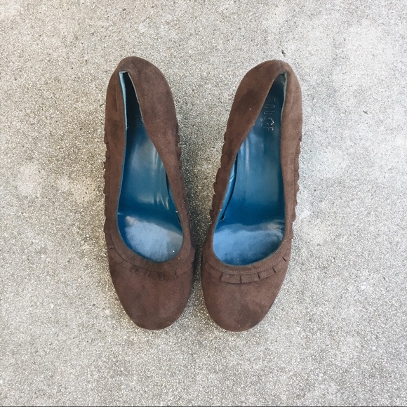 Shoes Chocolate Brown Velvet Round Toe Heels Pumps 1 Poshmark